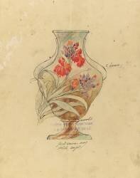 Modèle de vase en cristal à décor d'oeillets (Emile Gallé) - Muzeo.com