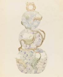 Modèle de vase en faïence en forme et à décor de trois boules d'hortensia en fleur superposées (Emile Gallé) - Muzeo.com