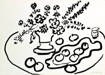 Nature morte avec un bouquet et un plateau de fruits (Henri Matisse) - Muzeo.com