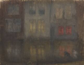 Nocturne : Black and Red–Back Canal, Holland (James Abbott McNeill Whistler) - Muzeo.com