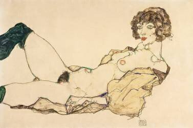 Nu couché aux bas verts (Egon Schiele) - Muzeo.com