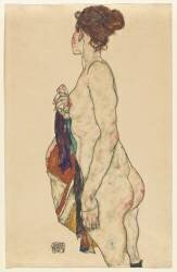 Nu debout avec une robe à motifs (Egon Schiele) - Muzeo.com