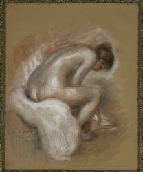 Nu féminin assis, s'essuyant le pied gauche (Auguste Renoir) - Muzeo.com