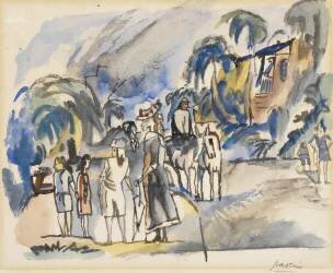 Paysage du sud avec mère et enfants (Jules Pascin) - Muzeo.com
