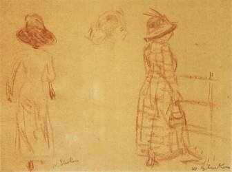 Rouge - Deux femmes et une tête (William James Glackens) - Muzeo.com