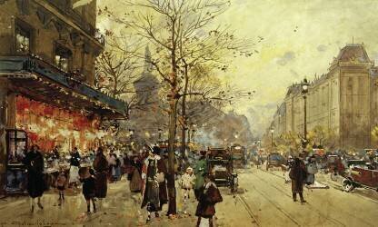 Scène de rue vespérale (Eugène Galien-Laloue) - Muzeo.com