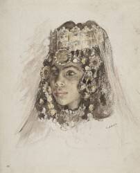 Tête de jeune femme arabe (Etienne Dinet) - Muzeo.com