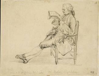 Album factice : Portrait d'homme assis, tourné vers la gauche, lisant (Augustin de Saint-Aubin) - Muzeo.com