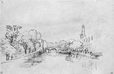 Canal dans une ville (Rembrandt) - Muzeo.com