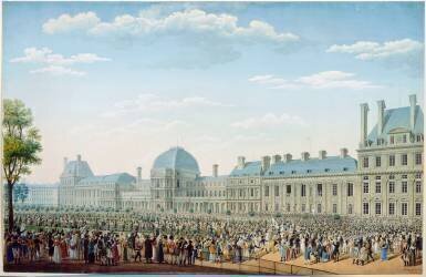 Devant le palais des Tuileries, Louis XVIII (Antoine Ignace Melling) - Muzeo.com