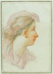 Femme de profil coiffée d'un foulard (Pietro Dandini) - Muzeo.com
