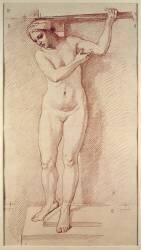 Femme nue, debout, vue de face, regardant à gauche et en bas (Edme Bouchardon) - Muzeo.com