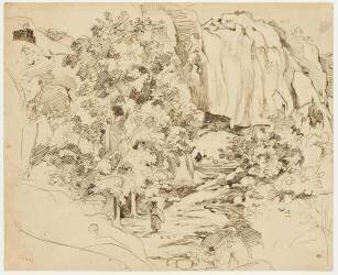 Figures dans un vallon traversé par un ruisseau , près de Papigno (Jean-Baptiste Camille Corot) - Muzeo.com