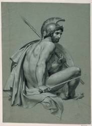 Guerrier nu, casqué, assis, de trois quarts à gauche (Merry-Joseph Blondel) - Muzeo.com