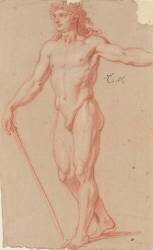 Homme nu, debout, de trois quarts à gauche (Charles Le Brun) - Muzeo.com