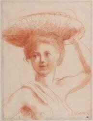 Jeune femme en buste, maintenant de la main gauche une corbeille sur sa tête (Roger de La Fresnaye) - Muzeo.com