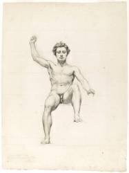 Jeune homme nu assis, de face, levant la bras droit (Abel de Pujol) - Muzeo.com