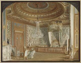 La chambre à coucher de l'impératrice à Fontainebleau. (Jean-Baptiste Fortuné de...) - Muzeo.com