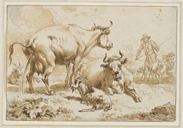 La vache couchée près de la vache qui pisse (anonyme) - Muzeo.com