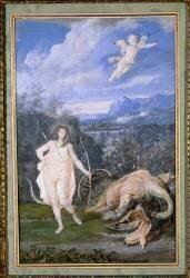 Louis XIV sous la figure d'Apollon, vainqueur du serpent Python (Joseph Werner le Jeune) - Muzeo.com