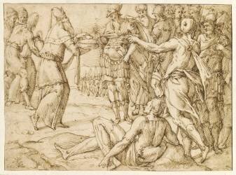 Melchisedech offrant le pain et le vin à Abraham (Bartolomeo Passarotti) - Muzeo.com