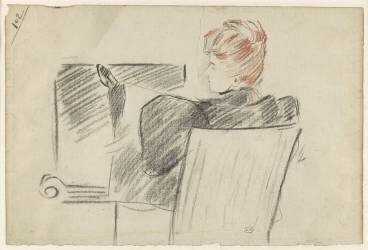 Mme Helleu se chauffant le dos devant une cheminée (Paul César Helleu) - Muzeo.com