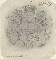 Modèle de blason pour un service en faïence aux armes de la famille de Wendel (Emile Gallé) - Muzeo.com