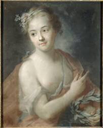 Nymphe de la suite d'Apollon, tenant une couronne de lauriers (Quentin de La Tour) - Muzeo.com