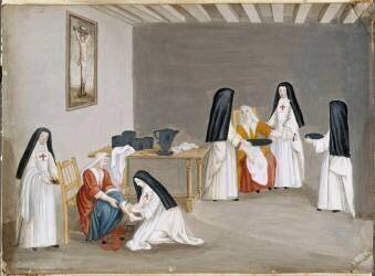Pansement des malades par les religieuses de l'abbaye de Port-Royal-des-Champs (Louise-Magdeleine Horthemels...) - Muzeo.com