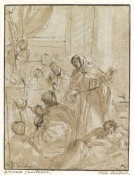 Saint Riniero de Pise guérissant les pestiférés (Giacomo Cavedone) - Muzeo.com