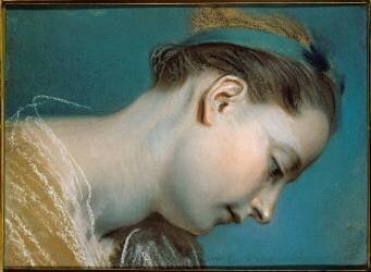 Tête de jeune fille (copie d'un détail de tableau français du début du 18e siècle) (Quentin de La Tour) - Muzeo.com