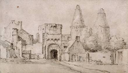 Vue de la Porte du Rhin, à Rhenen (Rembrandt) - Muzeo.com