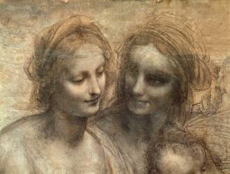Détail des têtes de la Vierge et de Sainte Anne (Léonard de Vinci) - Muzeo.com