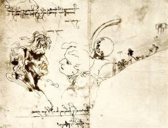 Dessins de deux têtes d'hommes (Léonard de Vinci) - Muzeo.com