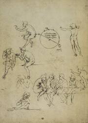 Étude de figures humaines dans différentes positions (Léonard de Vinci) - Muzeo.com