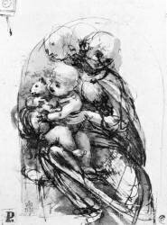 Étude pour une madone avec un chat (Léonard de Vinci) - Muzeo.com
