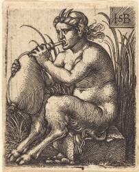 Femme satyre jouant de la cornemuse (Hans Sebald Beham) - Muzeo.com