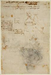 Tête d'un vieil homme et études de machines (Léonard de Vinci) - Muzeo.com