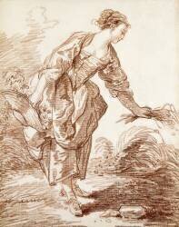 A Sheperdess Picking Flowers (Hubert Robert) - Muzeo.com