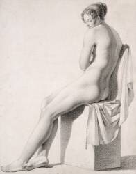 Académie de femme, assise, de trois quarts à gauche (anonymous) - Muzeo.com