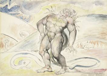 Agnello de Brunelleschi of Florence being transformed into a serpent (William Blake) - Muzeo.com