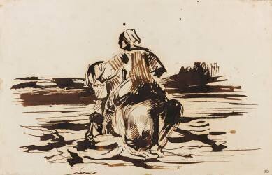 Cavalier arabe traversant un gué (Eugène Delacroix) - Muzeo.com