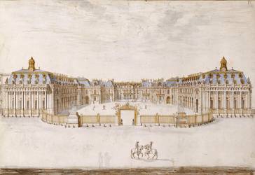 Elevation of the Palace of Versailles, as seen from the Paris side (Israël Silvestre) - Muzeo.com