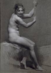 Etude de femme assise à droite, les bras levés (Pierre Paul Prud'hon) - Muzeo.com