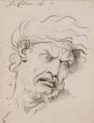 Expression des passions de l'âme : La Colère, tête de trois quarts à droite (Charles Le Brun) - Muzeo.com