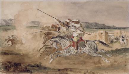 Fantasia arabe devant une portes de Mekinès (Eugène Delacroix) - Muzeo.com