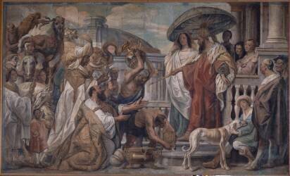 Hommage du calife Haroun Al Raschid à Charlemagne (Jacob Jordaens) - Muzeo.com