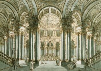 Interior of a Church, with Figures at Prayer (Canaletto) - Muzeo.com