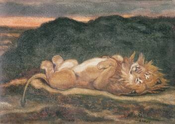 Lion Resting on his Back (Antoine-Louis Barye) - Muzeo.com