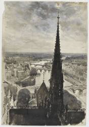 Notre-Dame de Paris : la flèche vue des tours (Joseph Pennel) - Muzeo.com